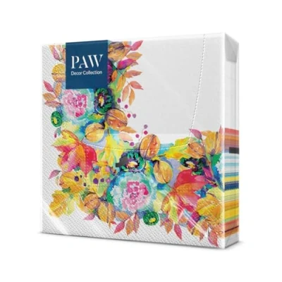 Afbeelding van PAW Papieren Servetten 3 laags (33 x 33 cm) 20 Stuks Thema met Bladeren, Boeket Warme Kleuren en Motieven Feest Tafelversiering Gezellige Herfstdecoratie Kleur: Power Of Autumn