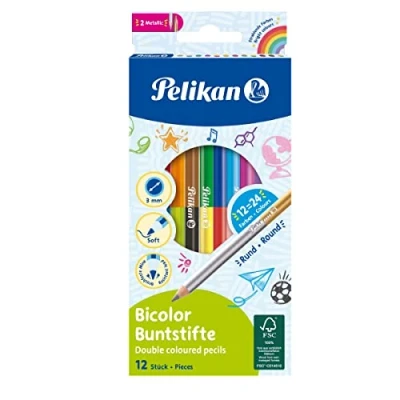 Afbeelding van Pelikan kleurpotlood rond, etui van 12 stuks in geassorteerde kleuren