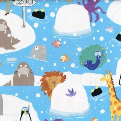 Afbeelding van Dierentuin cadeaupapier Inpakpapier 5 meter x 70 cm 3 rollen