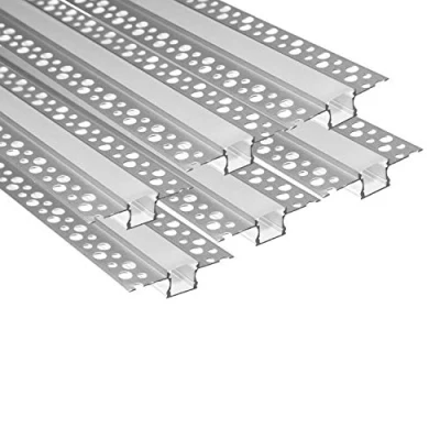 Afbeelding van Besseto Gips in LED Profiel 6 Pack 3.3ft/1m Aluminium Pleister Profiel, Spots Gratis Trimless Gipsplaten Kanaal met Melkachtige Diffuser en Eindkappen