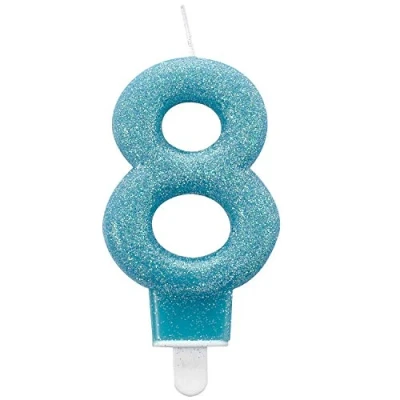 Afbeelding van Amscan Kaars &#039;8&#039; Blauw 7 Cm