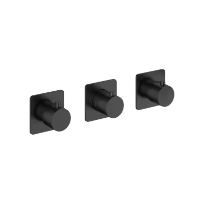Afbeelding van HotBath Gal Afbouwdeel Inbouw douchethermostaat met 2 stopkranen Horizontaal/verticaal Geborsteld Gunmetal PVD GL7067EXTBGP