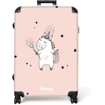 Afbeelding van NoBoringSuitcases.com® Koffer groot Reiskoffer lichtgewicht Eenhoorn Sterren Roze Meisjes Design Rolkoffer met 4 wielen Grote trolley XL 98 liter bagage
