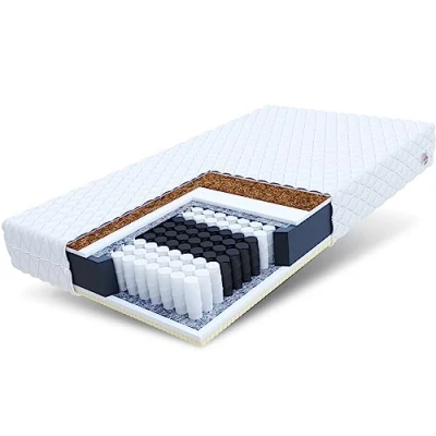 Afbeelding van FDM ARDEA Pocketveringmatras, 160 x 200 cm, matras, 7 zones, polyurethaanschuim, latex, kokos, hardheid H4/H3, hard/middelhard, hoogte 20 tweezijdig overtrek, afneembaar, wasbaar
