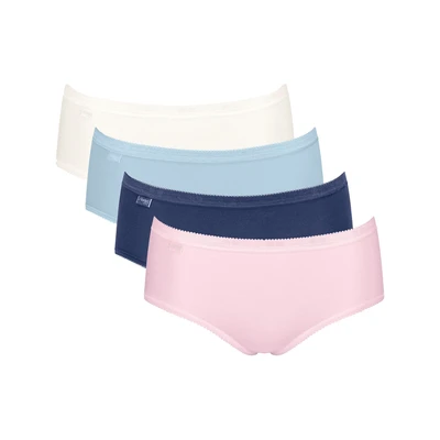 Afbeelding van Sloggi 4P Basic Plus Midi Color Wit/Roze katoen 44 Dames