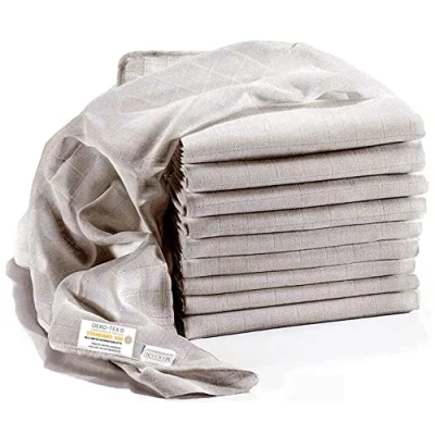 Afbeelding van MAKIAN Luiers/spuugdoeken, verpakking van 10 stuks, 80 x cm, Oeko Tex® standaard 100 getest, dubbel geweven stoffen luiers/gaasdoeken met versterkte rand, grijs