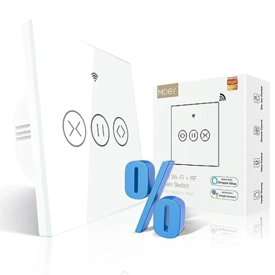 Afbeelding van MOES WiFi WS EUR C Intelligente rolluikschakelaar voor gemotoriseerde jaloezie /rolluikbediening, compatibel met Smart Life/Tuya app, Alexa en Google Home, wit