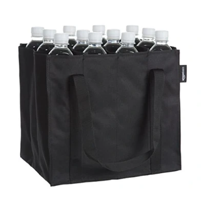 Afbeelding van Amazon Basics Flessentas, 12 vakken, flessen van 0,75 l, zwart, effen