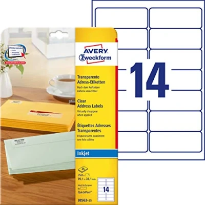 Afbeelding van AVERY Zweckform Transparante adresetiketten, 99.1 x 38.1mm