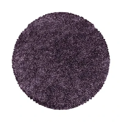 Afbeelding van Carpetsale24 Hoogpolig Vloerkleed Paars Effen Tapijt Shaggy Modern Woonkamer Slaapkamer, Kinderkamer Trend Soft Fluffy 200 cm Rond