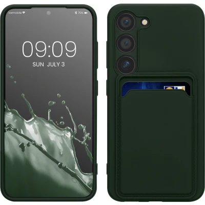 Afbeelding van kwmobile telefoonhoesje geschikt voor Samsung Galaxy S23 Hoesje met pasjeshouder TPU case in donkergroen