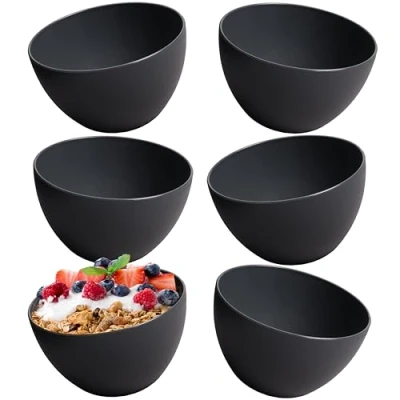 Afbeelding van Hausfelder Schalen, mueslikommen, set van 6 stuks, onbreekbaar, 750 ml dessertkommen, soepkommen kommen en schalen kunststof (antraciet zwart)