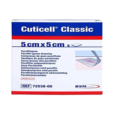 Afbeelding van Cuticell Classic 5 x cm Paraffingaze, st. Wond gaas