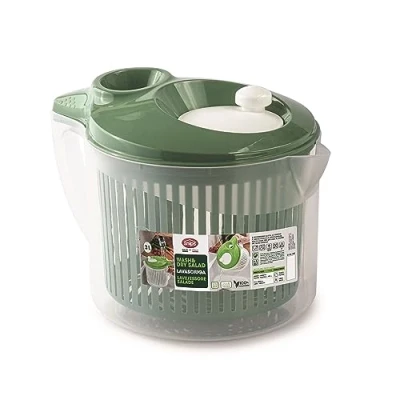Afbeelding van Snips 090068 deksel, 3 l, slacentrifuge met uitneembare binnenmand, 19,5 x 26,5 19 cm, slawasser zijgreep, groen en wit, gemaakt in Italië, kunststof