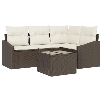 Afbeelding van vidaXL 4 delig Tuinbankstel met Kussens Grijs Poly Rattan