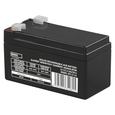 Afbeelding van EMOS Onderhoudsvrije loodaccu/loodaccumulator voor gevaarlijke meldingen, brandmeldetectietechniek, UPS apparaten, 12 V, 1,3 Ah