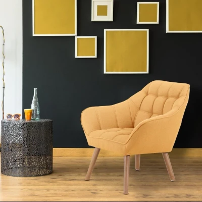 Afbeelding van Scandinavische Zentao fauteuil gele stof Menzzo