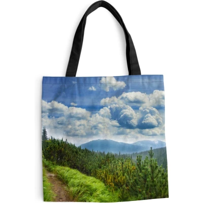 Afbeelding van MuchoWow® Schoudertas Strandtas Big Shopper Boodschappentas Bos Pad Berg 45x45 cm Katoenen tas