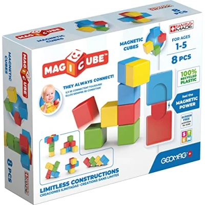 Afbeelding van Geomag, Magicube Full Color Recycled Try Me, Magnetische Spelletjes Geschikt Voor Kinderen Van 1 Tot 5 Jaar, Constructies Kinderen, 8 Delig Pakket, 100% Gerecycleerd Plastic