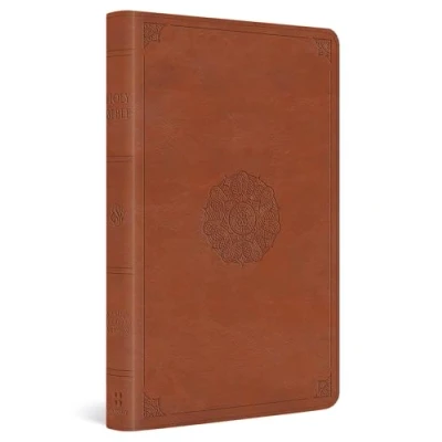 Afbeelding van ESV Large Print Thinline Bible (Trutone, English Saddle, Emblem Design): Standard Version, Trutone, Design, With Ribbon Marker