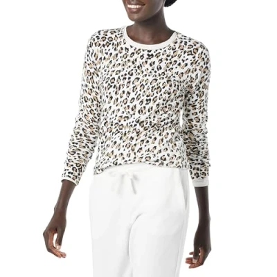 Afbeelding van Amazon Essentials Lichtgewicht trui met ronde hals en lange mouwen voor dames (verkrijgbaar in grote maten), witte cheetah print, L