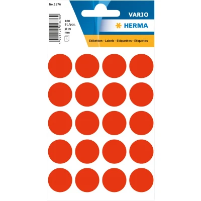 Afbeelding van Herma 1876 Etiket Rond 19mm Fluor Rood