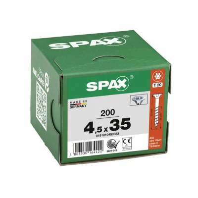 Afbeelding van Spax Spaanplaatschroef platverzonken kop verzinkt T Star T20 deeldraad 4.5x35mm (per 200 stuks)