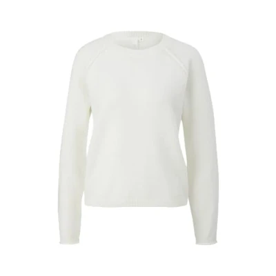 Afbeelding van QS MIT Rollsaum Trui, Dames, Maat: XL, Creme