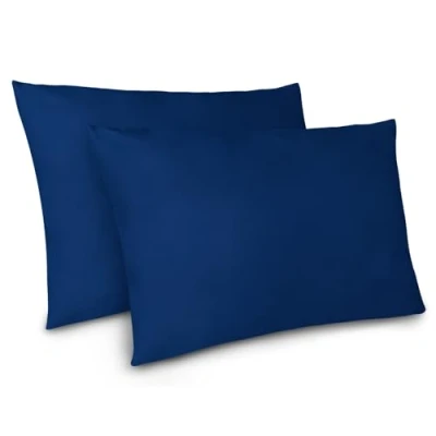 Afbeelding van Dreamzie Kussensloop 40 x 80 cm, Set van 2 Kussenslopen, Donkerblauw met Ritssluiting, Microvezel, Zacht,