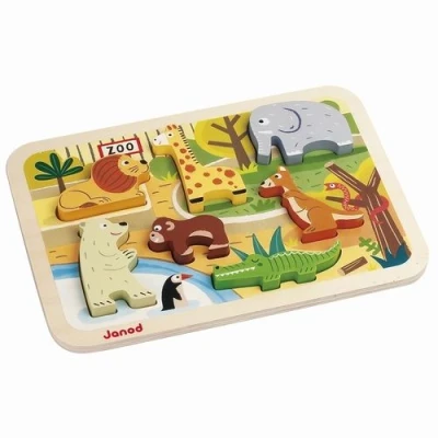 Afbeelding van Vormenpuzzel Janod Chunky Dierentuindieren