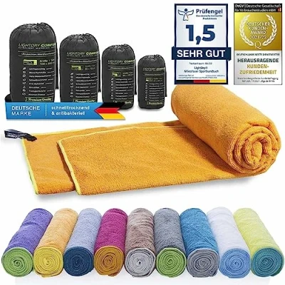 Afbeelding van Originele microvezel rugzak sporthanddoek voor dames en heren reishanddoek extreem sneldrogende sport strand badhanddoek absorberend, licht antibacterieel verschillende maten (60 x 30 cm, Oranje)