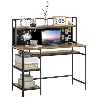 Afbeelding van HOMCOM Bureau met planken Spaanplaat 120x53x126cm Bruin