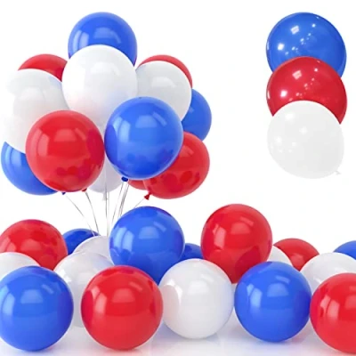 Afbeelding van 30 Stuks Blauwe Rode en Witte Ballonnen Set, 12 Inch Koning Blauw Latex met lint voor Verjaardag Bruiloft Kinderen Baby Shower Partij Decoraties
