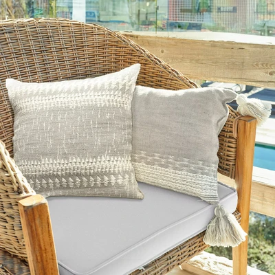 Afbeelding van LOBERON 2 delige set kussenhoezen Fontavon grijs/beige