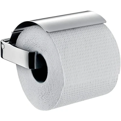 Afbeelding van EMCO Loft Papierhouder met deksel, elegante toiletpapierhouder voor wandmontage van aluminium, hoogwaardige toiletpapierdispenser, chroomkleurig
