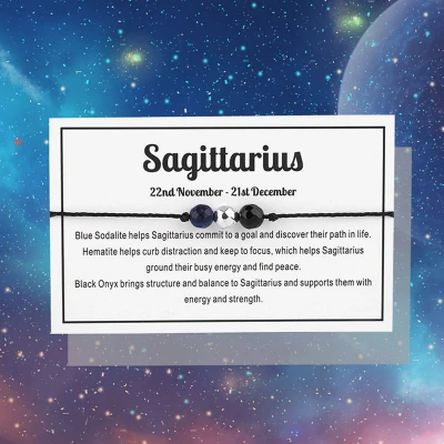 Afbeelding van Bixorp Boogschutter / Sagittarius Sterrenbeeld Armband Cadeau Armbandje met Edelstenen Kralen Sodaliet, Hematiet &amp; Onyx