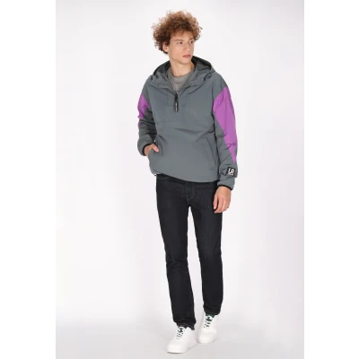 Afbeelding van Blouson Jas DREIMASTER L / Grijs Blauwe Kleurblok 100% Nylon