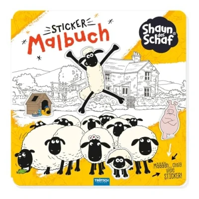 Afbeelding van Trötsch Shaun das Schaf Stickermalbuch Malbuch mit Stickern: Beschäftigungsbuch Ausmalbuch Stickerbuch