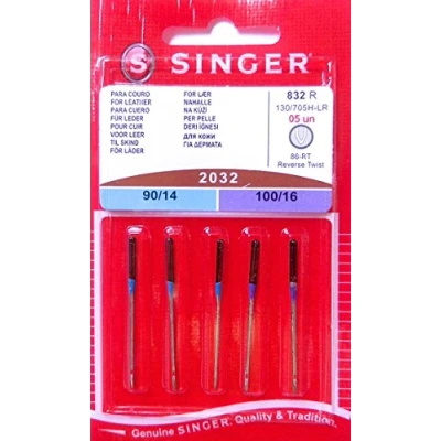 Afbeelding van 5 x Singer naaimachine naalden 2032 dikte 90/14 en 100/16 voor leer 130/705 H LR