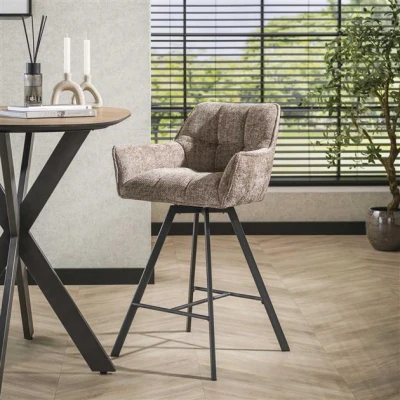 Afbeelding van Hoyz Collection Barstoel Raster Draaibaar 2 Stuks Rich Champagne