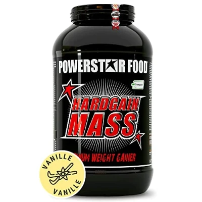 Afbeelding van Powerstar Hardgain Mass 3600 g Zware Gainer met creatine en zonder toegevoegde suiker massa, kracht snelle spieropbouw Duitse productie Shake om aan te nemen Vanilla