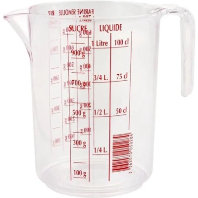 Afbeelding van Maatbeker transparant kunststof 1 liter Maatbekers