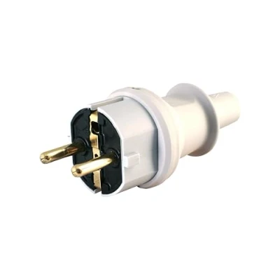 Afbeelding van Kopp geaarde stekker met knikbescherming, IP44 beschermingsklasse, spatwaterdicht, 250 V (16 A), van pvc, onbreekbaar, grijs, 173004009
