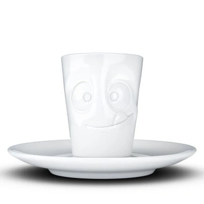 Afbeelding van Tassen espresso kop en schotel 80 ml met lekker gezicht 02.14