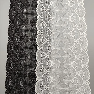 Afbeelding van Yulakes 5 yards Stretch kanten boord band elastische kant stof bloem bruiloft trim DIY ambachtelijke naaitoebehoren decoratie 18 cm breed (wit)