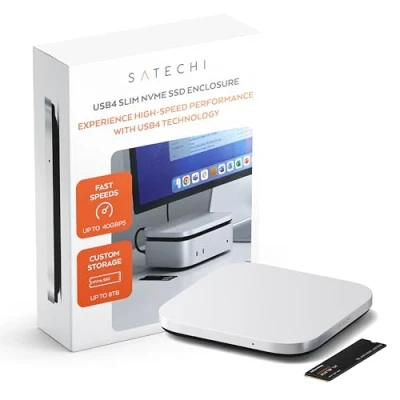 Afbeelding van Satechi USB4 NVMe SSD behuizing voor Mac Mini M4, draagbare M.2 met tot 40Gbps, 8TB, formaten 2280/2260/2242/2230mm Compatibel Thunderbolt 5/4 (SSD niet inbegrepen)