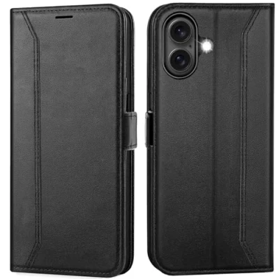 Afbeelding van Verco Hoes voor mobiele telefoon iPhone 16, premium klaphoes telefoon, flip case Apple hoes, bookcase, tas, zwart