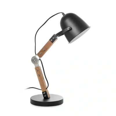 Afbeelding van Artdelight Landelijke bureaulamp COOPER zwart met hout TL ZW