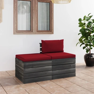Afbeelding van 2 delige Loungeset met kussens pallet massief grenenhout