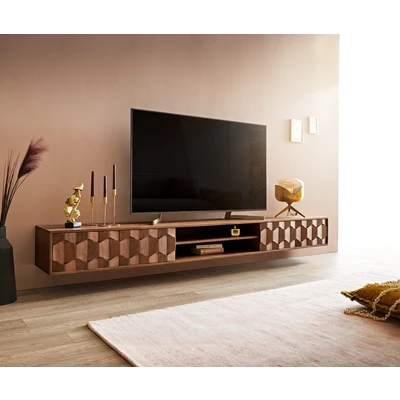 Afbeelding van Tv meubel Fevo Acacia Bruin 240 cm 4 deuren zwevend lowboard